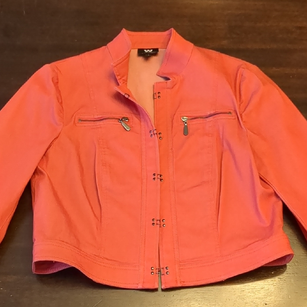 W by Worth Coral Cropped Jean Jacket